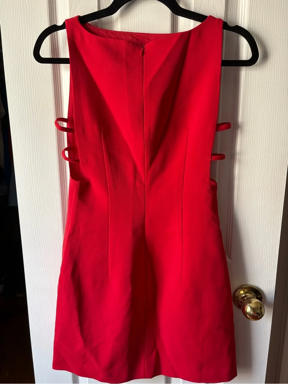 Sleeveless Red Shift Dress with side cutouts - Classic Women's Party Dress